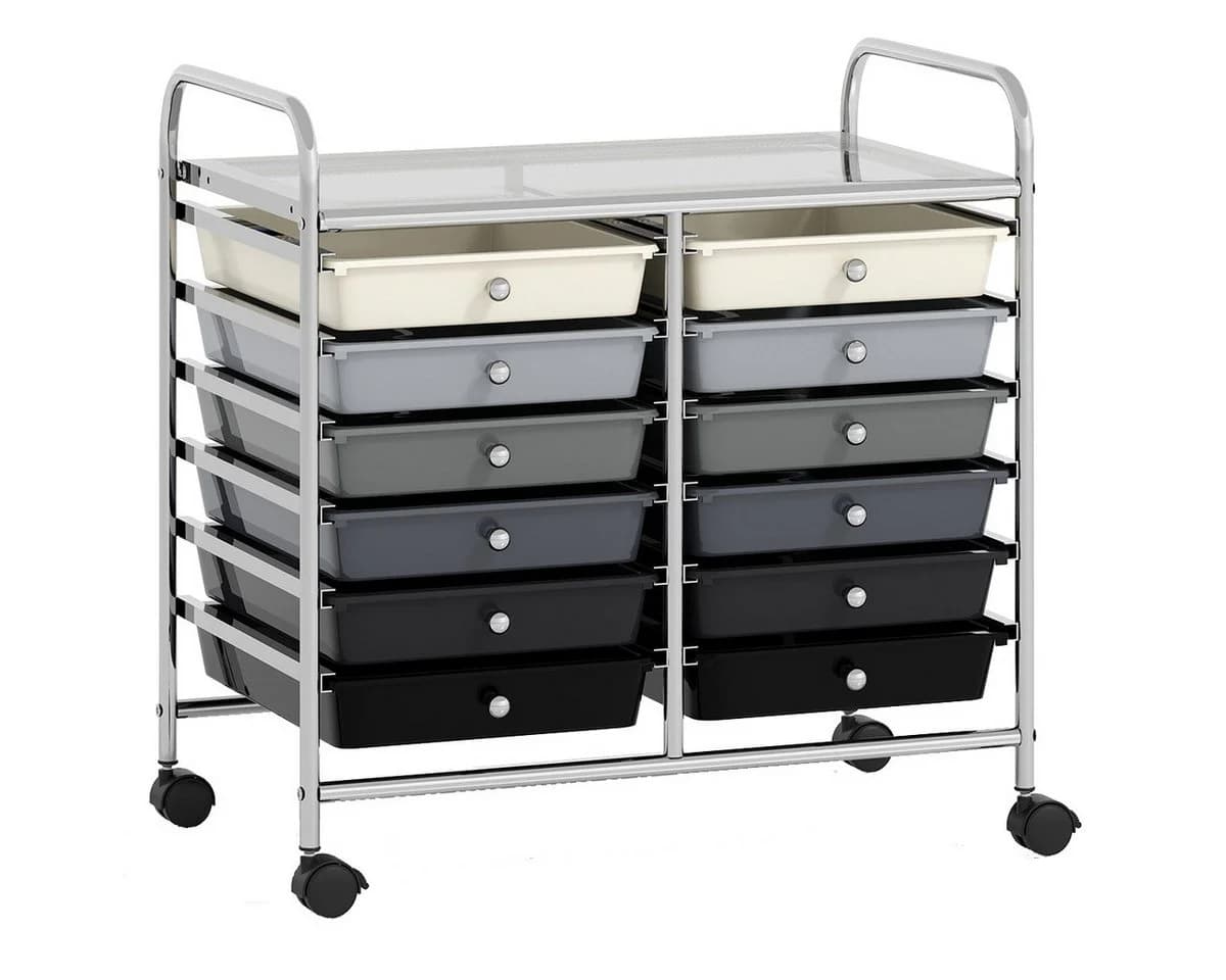 COSTWAY Rollcontainer mit 12 Schubladen Kunststoff Rollwagen - Bild 2