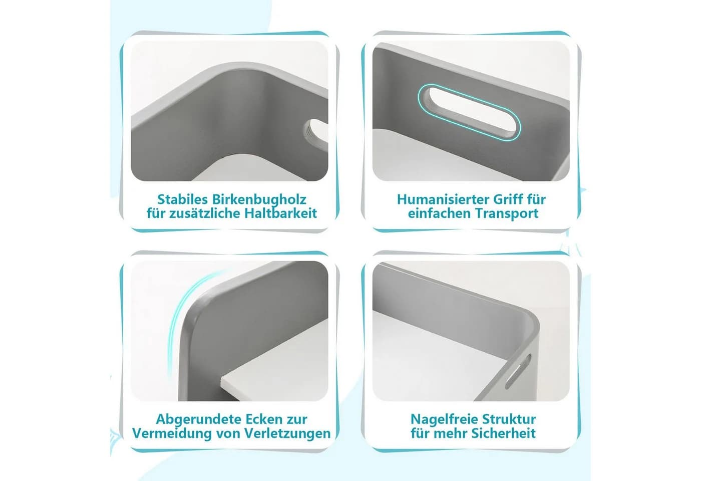 COSTWAY Kindertisch mit 2 Stühlen 3-tlg. Buchenholz Natur - Bild 5