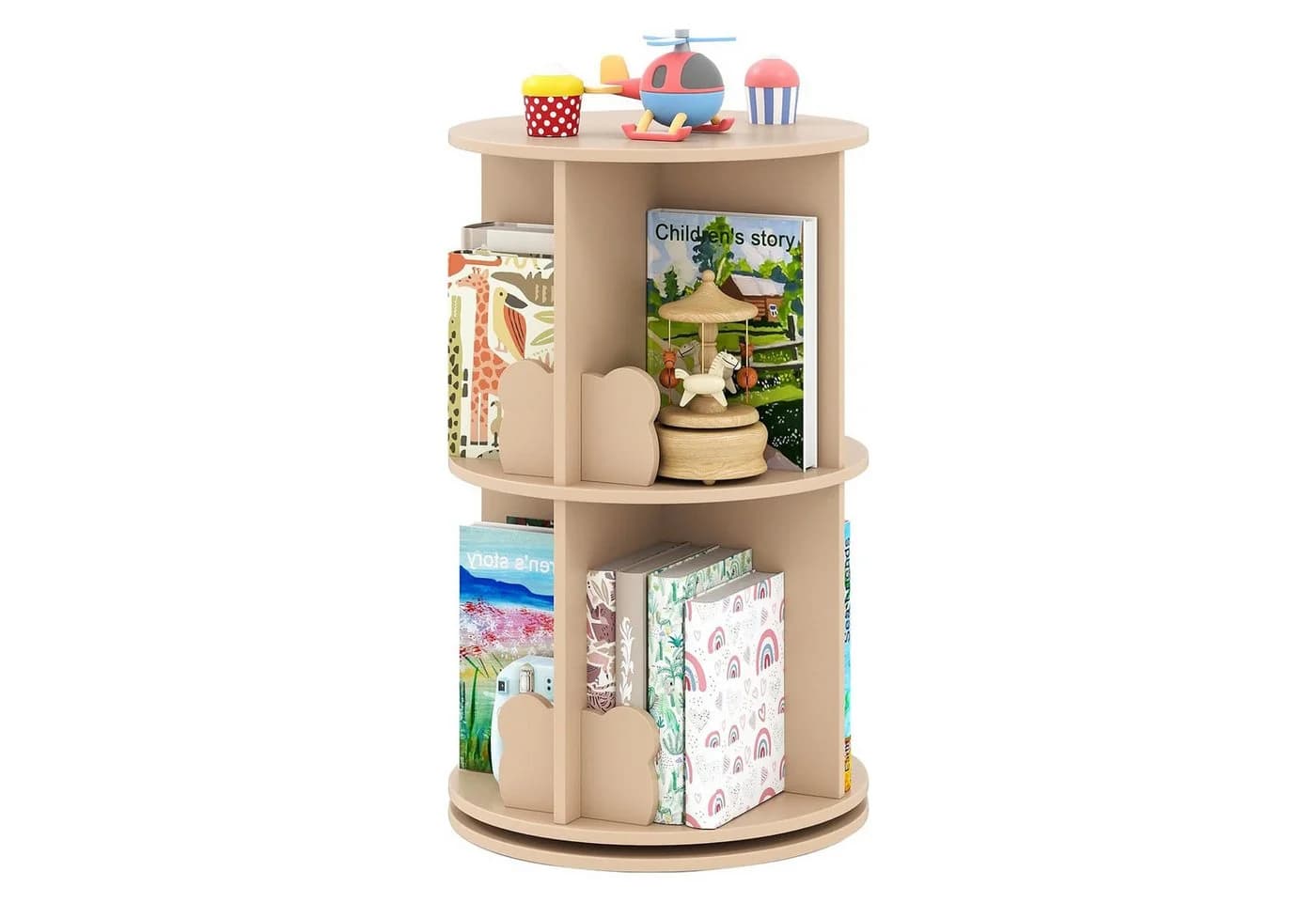 COSTWAY Kinderregal Drehbar Kaffee MDF 2-stöckig - Bild 2
