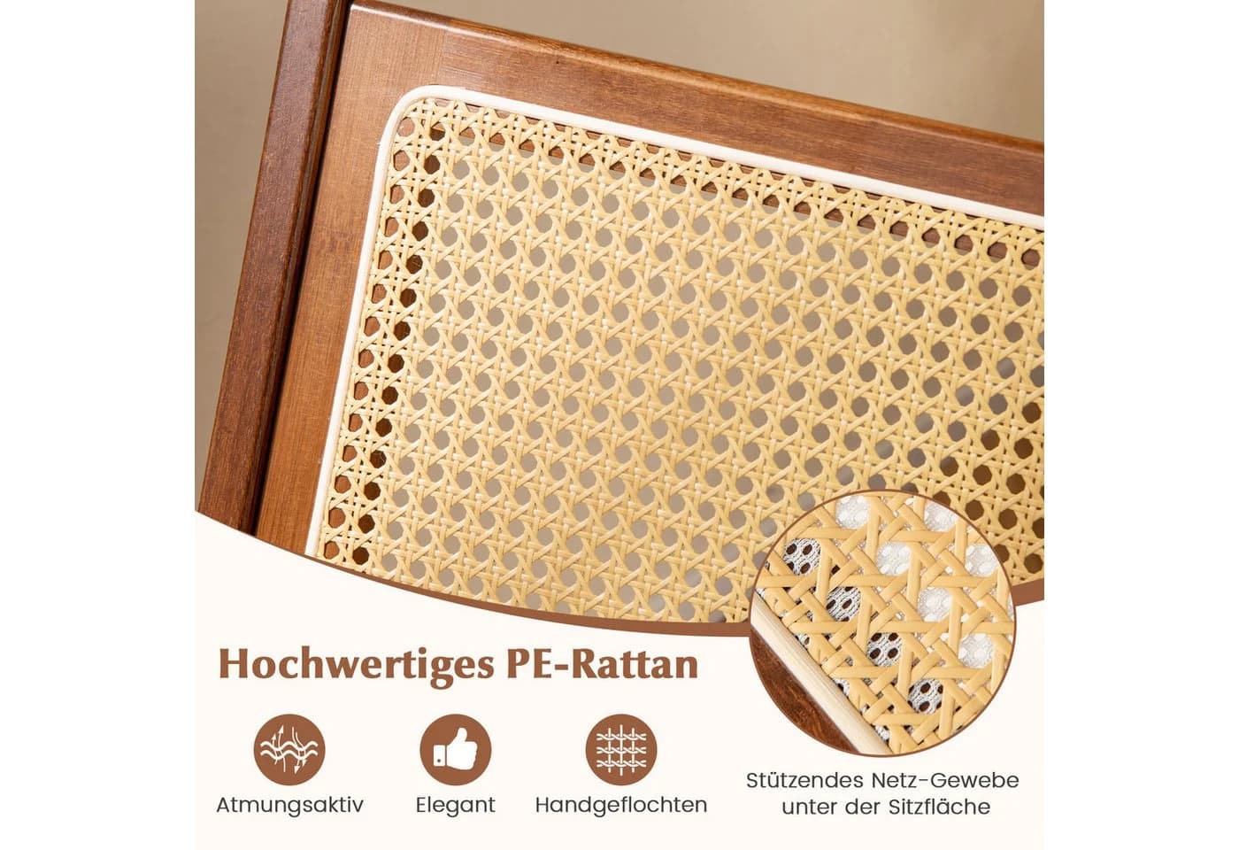 COSTWAY Relaxsessel Bambus Rattan mit Lehne Braune Farbe - Bild 3