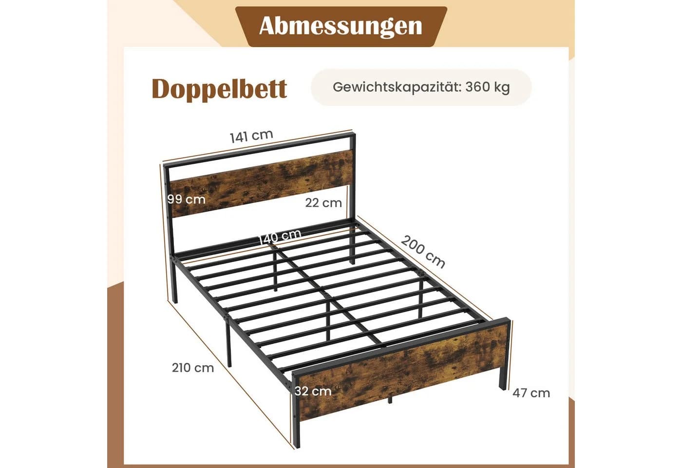 Plattformbett im Industriel- und Rustikal-Stil - Bild 3