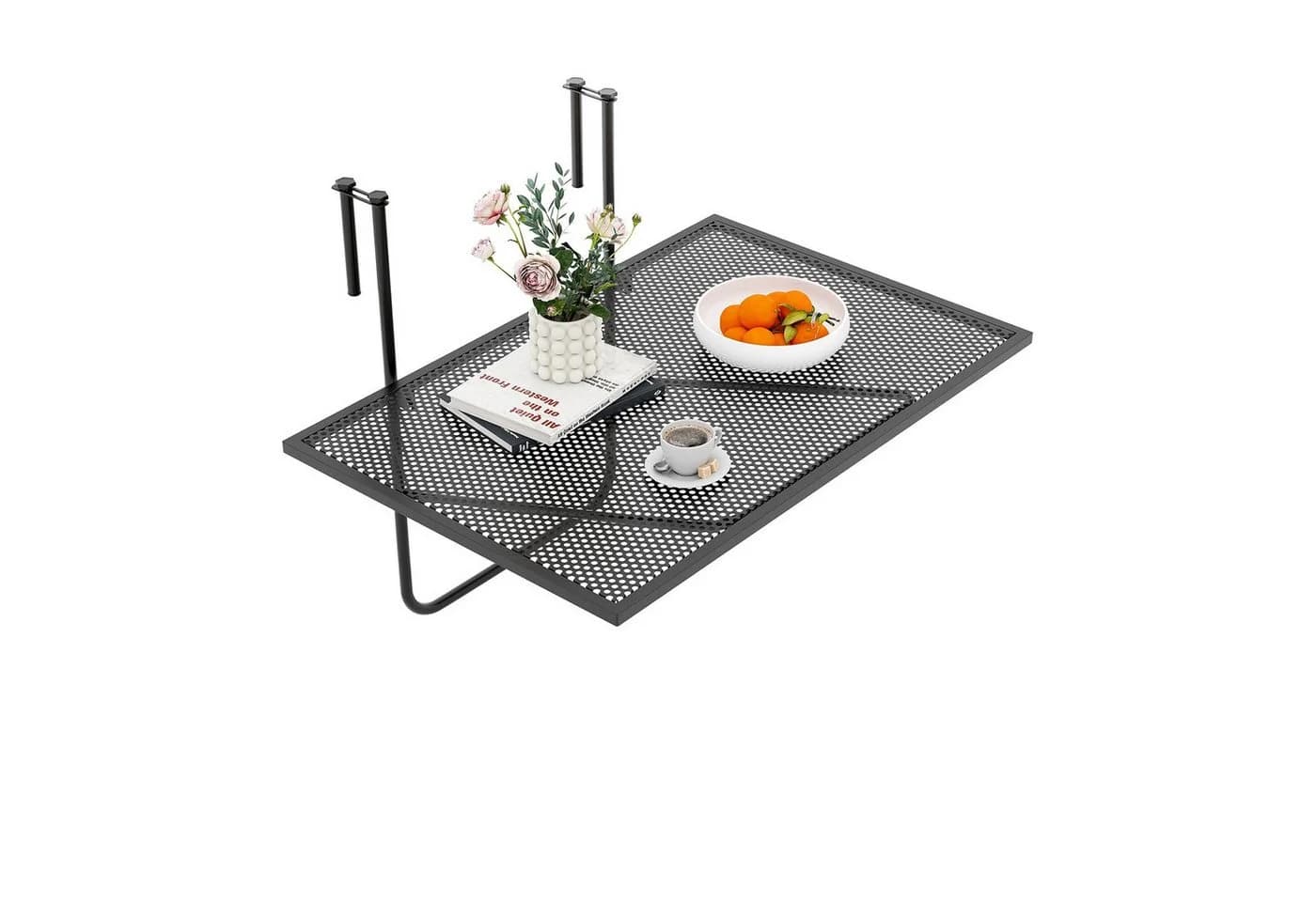 COSTWAY Balkonhängetisch klappbar Metall Schwarz - Bild 2
