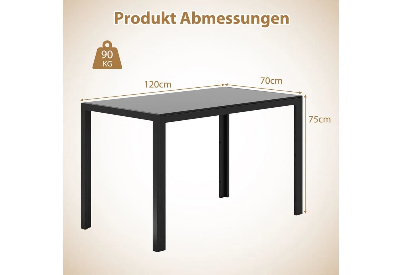 COSTWAY Esstisch Glas Schwarz quadratisch Küchentisch 4 Personen - Bild 5