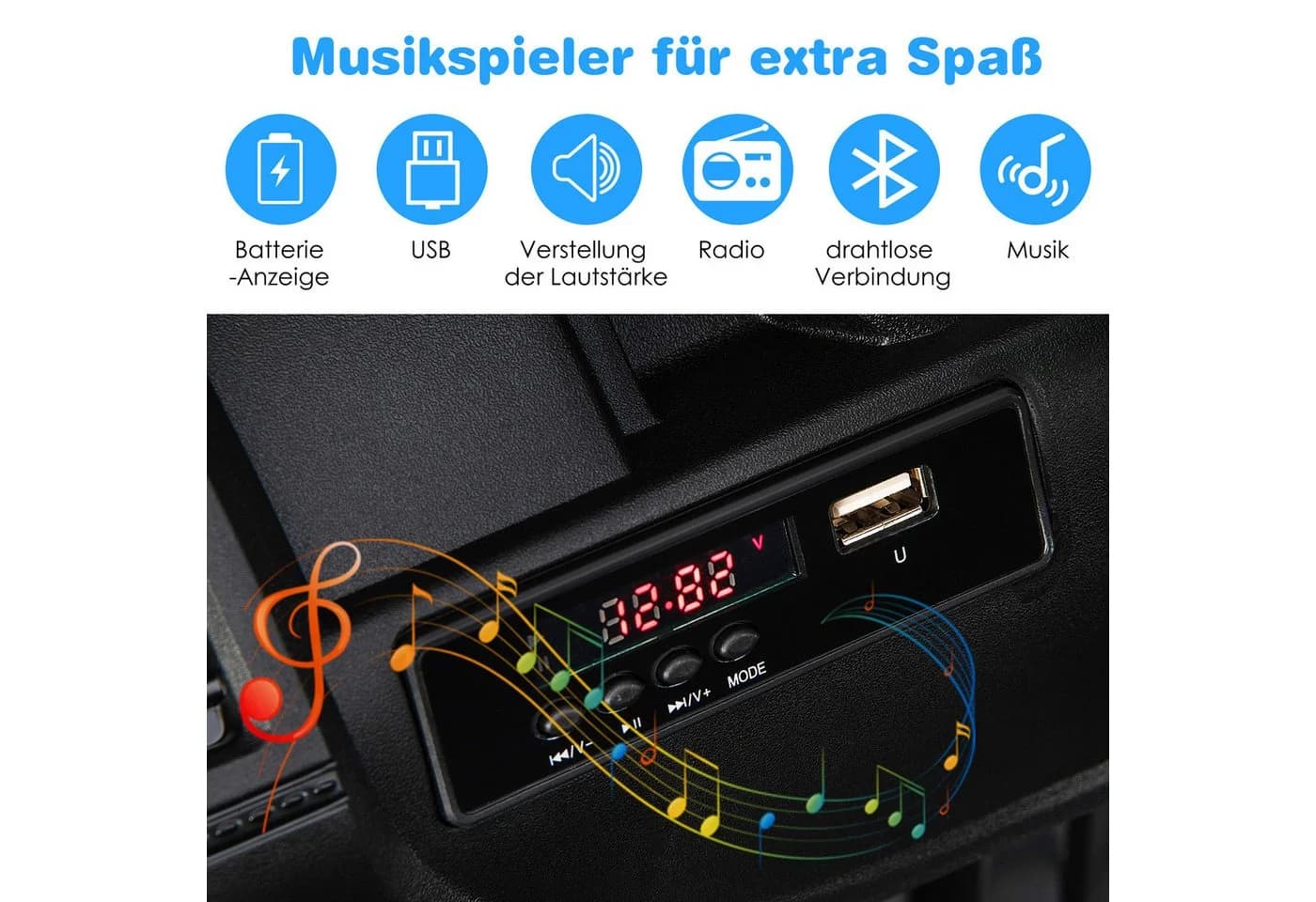 COSTWAY Elektro-Kinderauto 12V Grau mit 2 Geschwindigkeiten - Bild 4