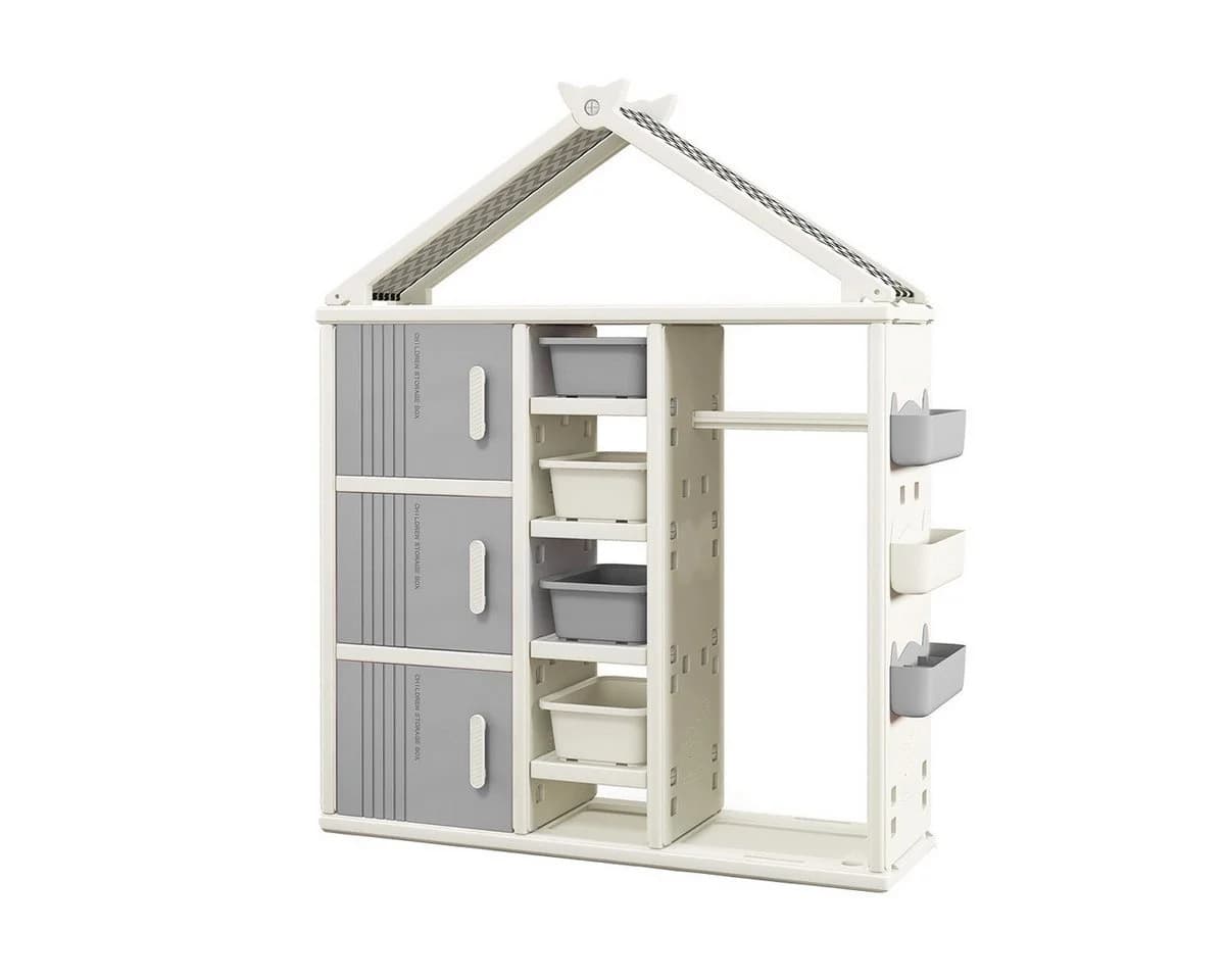COSTWAY Kinderregal Hausform Grau HDPE - Bild 2