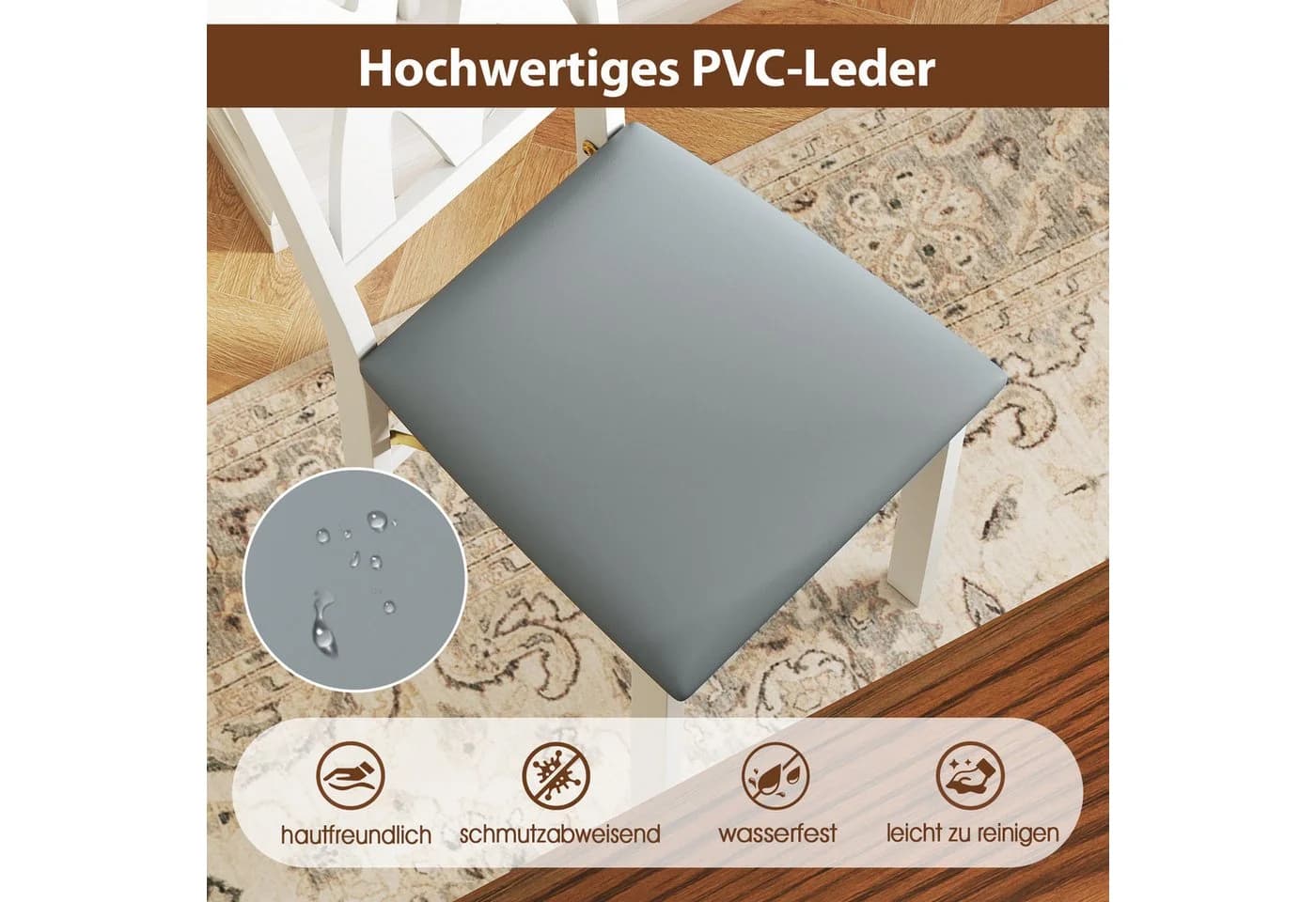 COSTWAY Esszimmerstuhl 2er Set Klappbar PVC-Leder - Bild 3