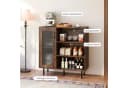 COSTWAY Küchenbuffet Sideboard Holz Rustikal Braun mit Glastür Bild 1