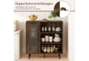 COSTWAY Küchenbuffet Sideboard Holz Rustikal Braun mit Glastür Bild 5