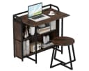 COSTWAY Klapptisch mit Hocker Rustikales Braun Metall Bild 2