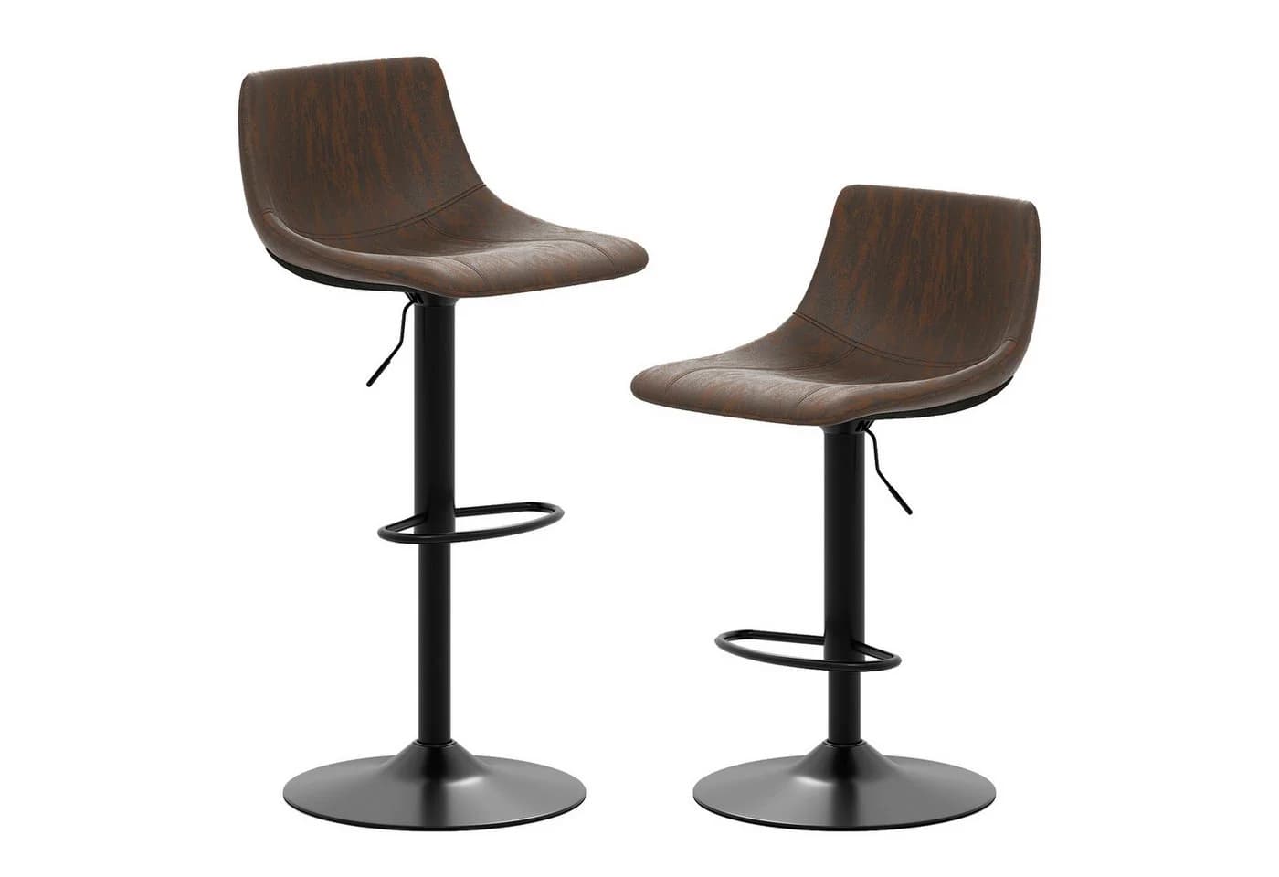 KOMFOTTEU Barhocker 2er Set Braun 360° drehbar & höhenverstellbar - Bild 2