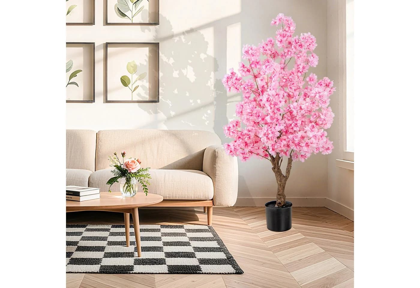 Kunstbaum Kirschblüten KOMFOTTEU Rosa