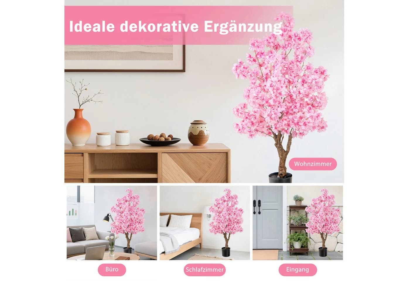 Kunstbaum Kirschblüten KOMFOTTEU Rosa - Bild 4