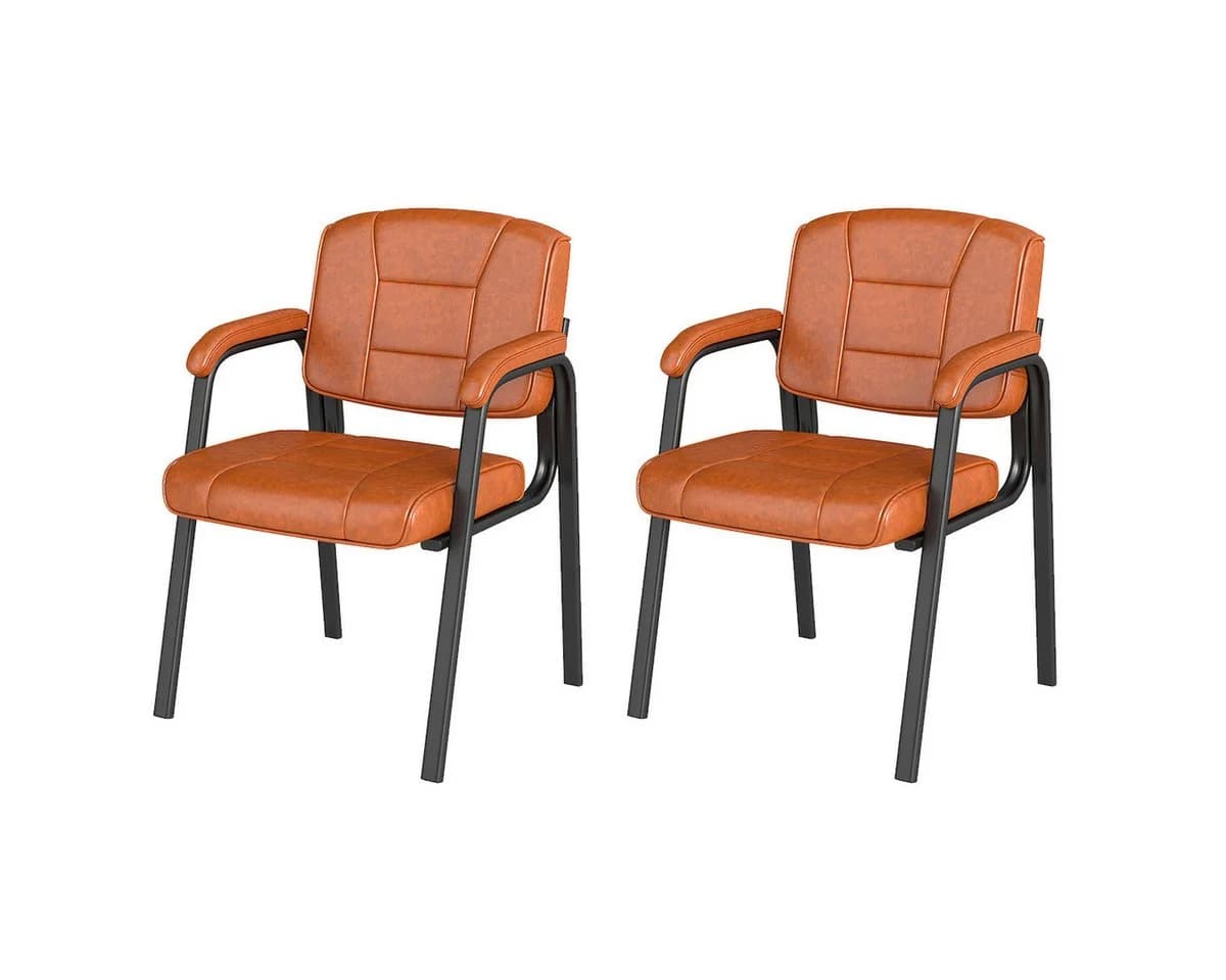 KOMFOTTEU Besucherstuhl 2er Set Retro Kunstleder Braun/Schwarz - Bild 2