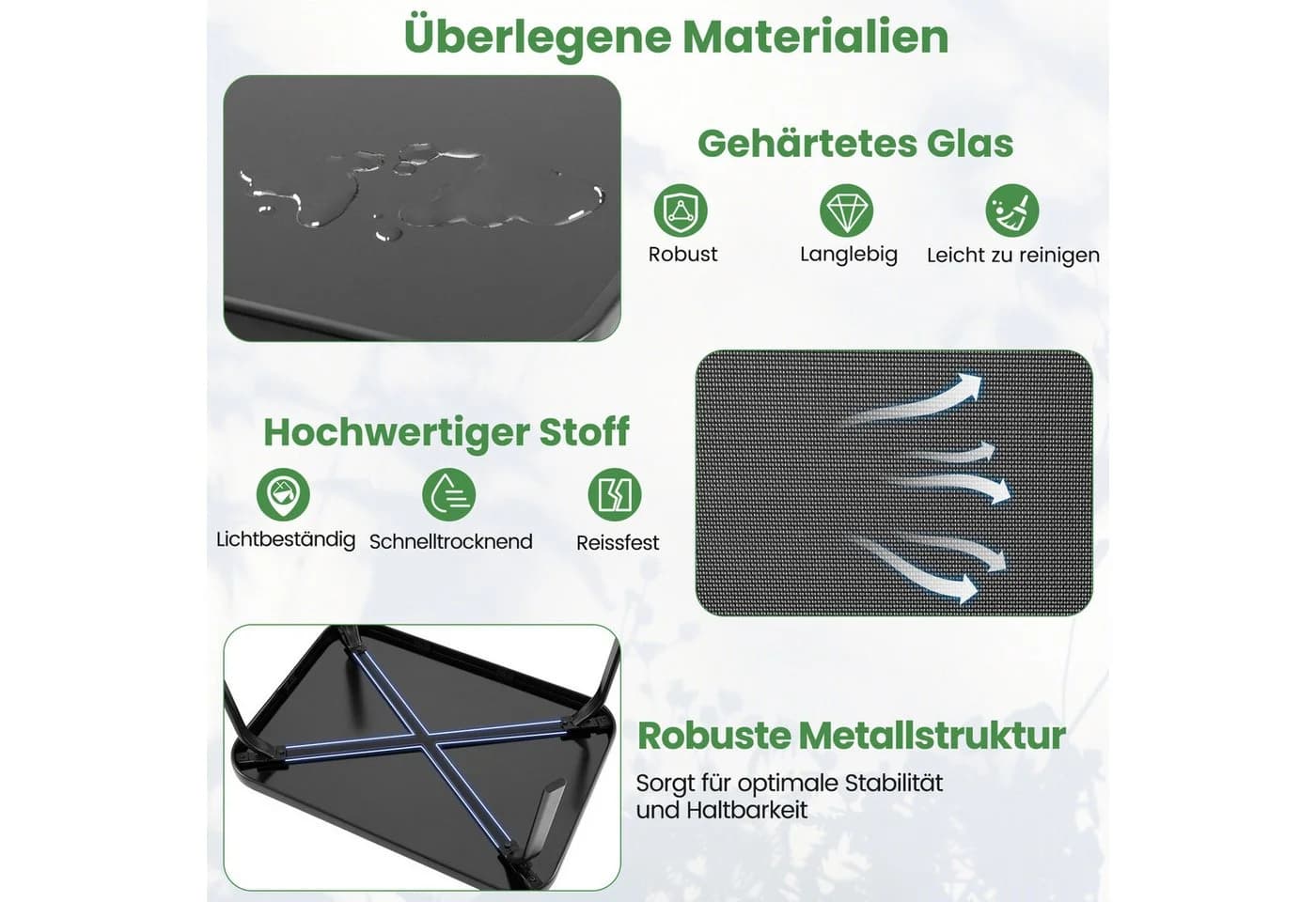 KOMFOTTEU Balkonset 4-tlg. mit Couchtisch & Gartenbank & 2 Stühlen Schwarz - Bild 5