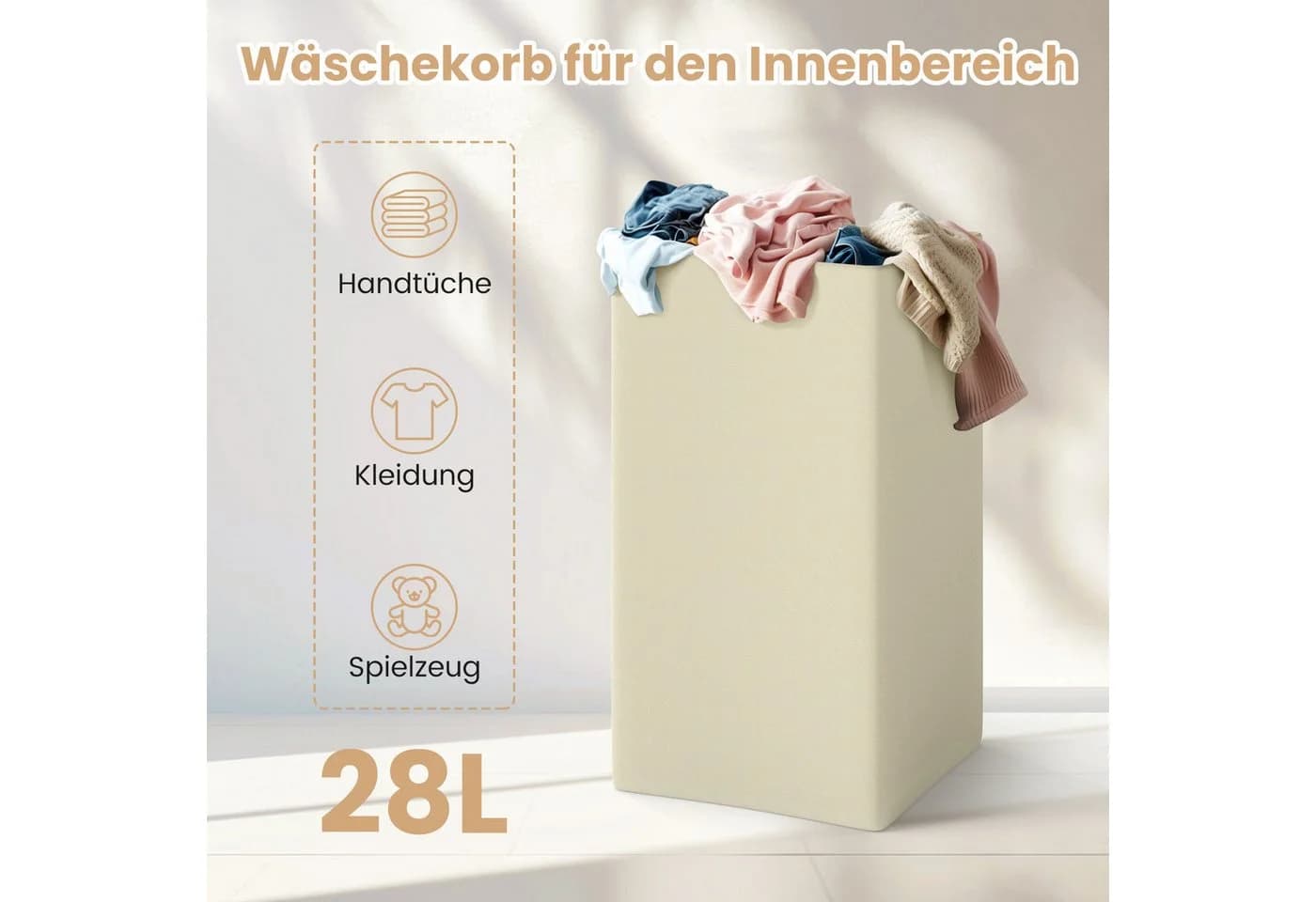 COSTWAY Wäscheschrank Wäschetruhe Weiß Holz mit Deckel