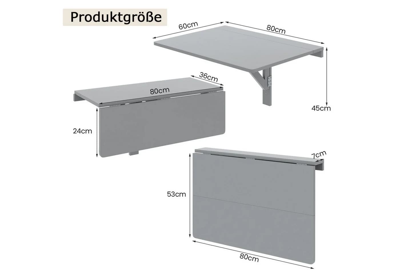 COSTWAY Klapptisch Holz klappbarer Wandtisch 80 x 60 cm - Bild 5
