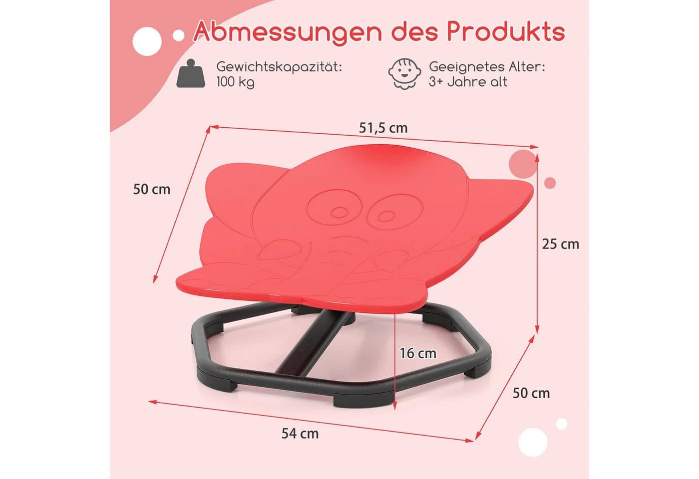COSTWAY Kinder-Drehstuhl mit rutschfester Metallbasis, ab 3 Jahre - Bild 5