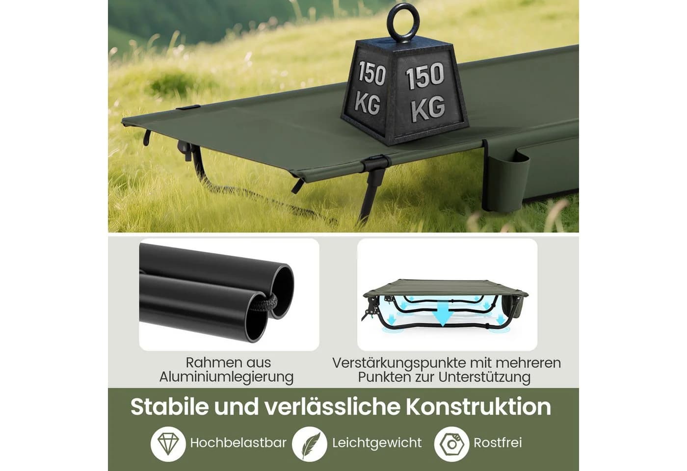COSTWAY Feldbett Ultraleichtes Campingbett faltbar