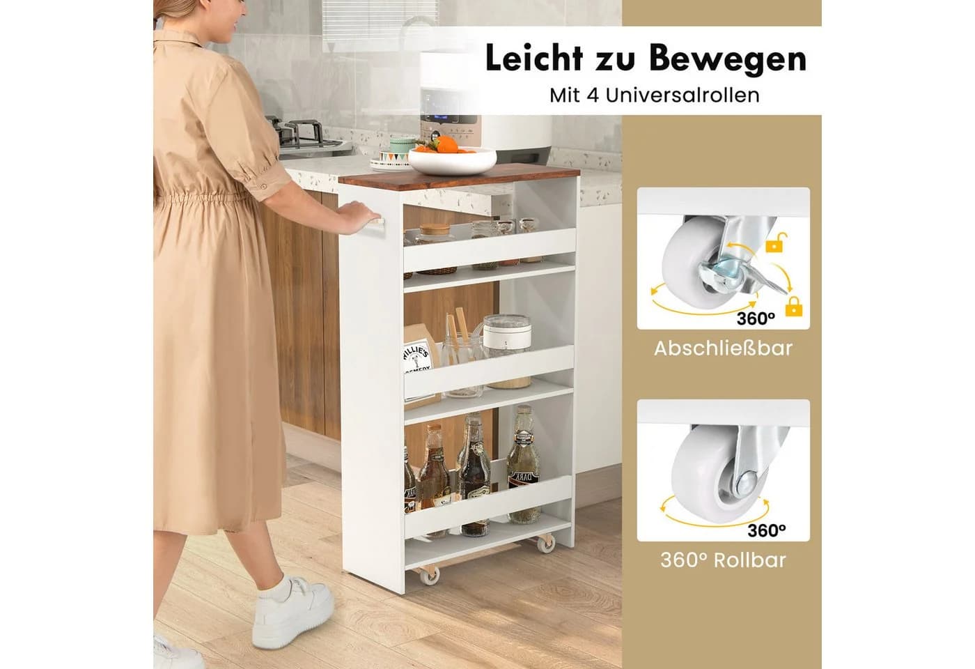 COSTWAY Küchenwagen mit 4 Stauraumebenen - Bild 3