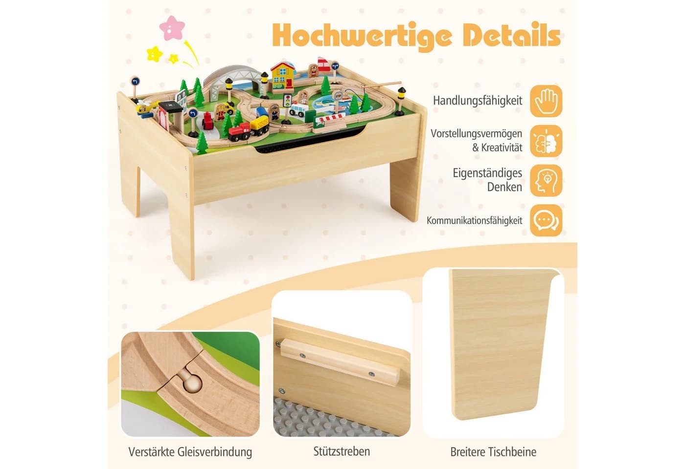 COSTWAY 5-in-1 Kindertisch Set 78-tlg. Multifunktionaler Spieltisch ab 3 Jahren