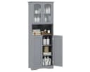 COSTWAY Hochschrank Küche & Bad 4 Türen Weiß mit Glas Bild 2