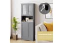 COSTWAY Hochschrank Küche & Bad 4 Türen Weiß mit Glas Bild 4