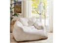 COSTWAY Sitzsack Beige Samt mit rutschfestem Boden Bild 2