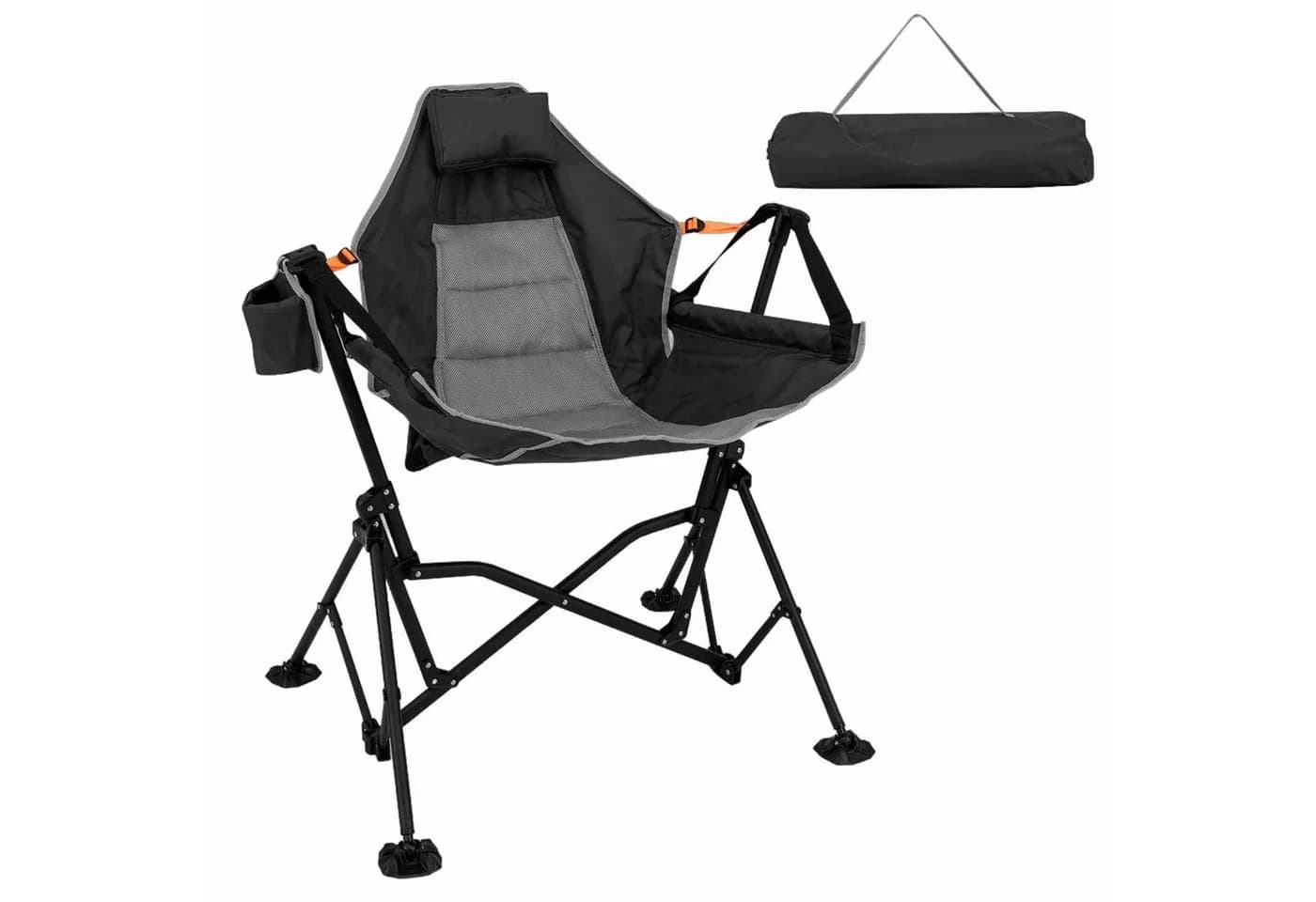 COSTWAY Klappstuhl Hängematten-Campingstuhl Schwarz