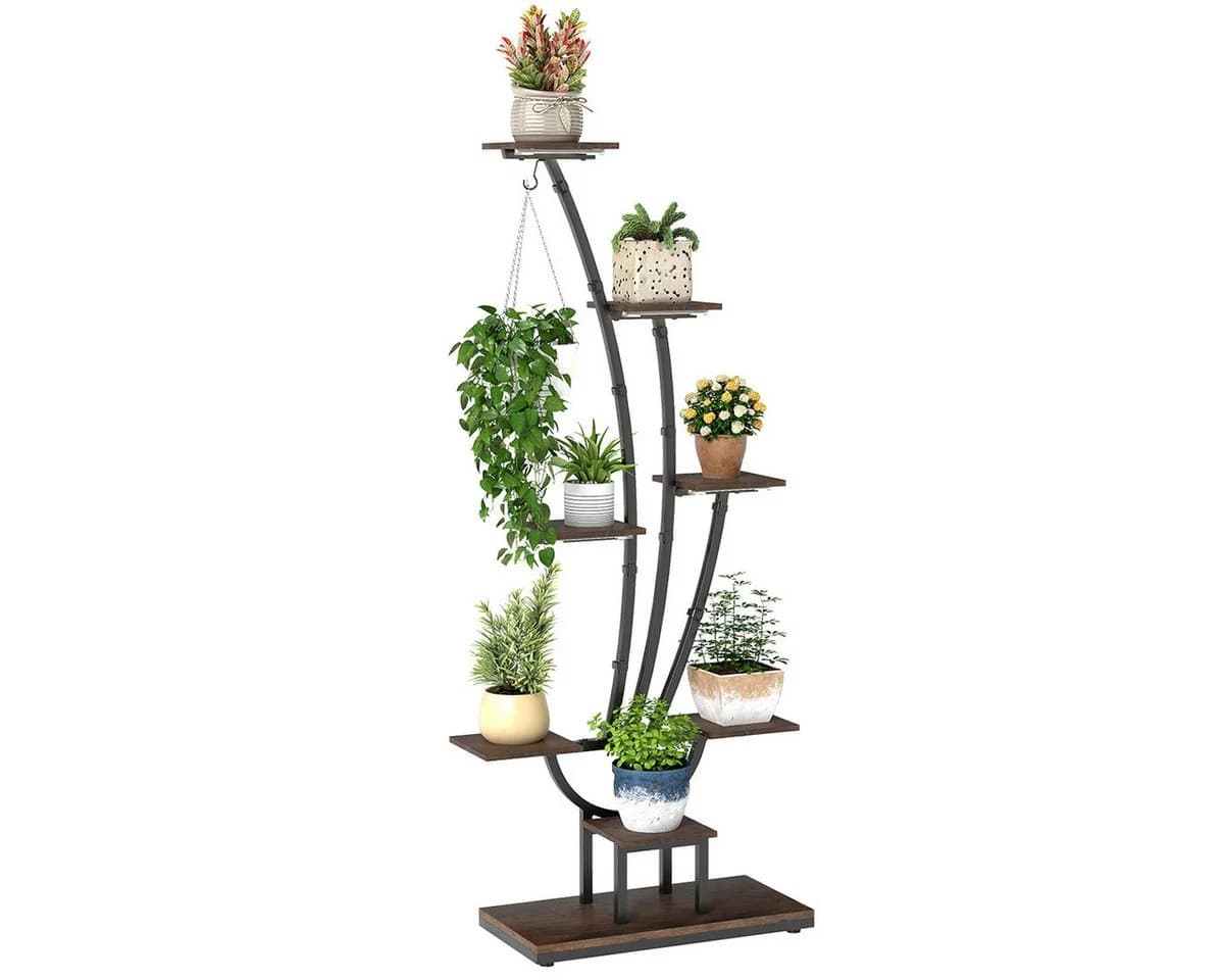 COSTWAY Pflanzenständer mit Wachstumslichtern Metall 156 cm - Bild 2