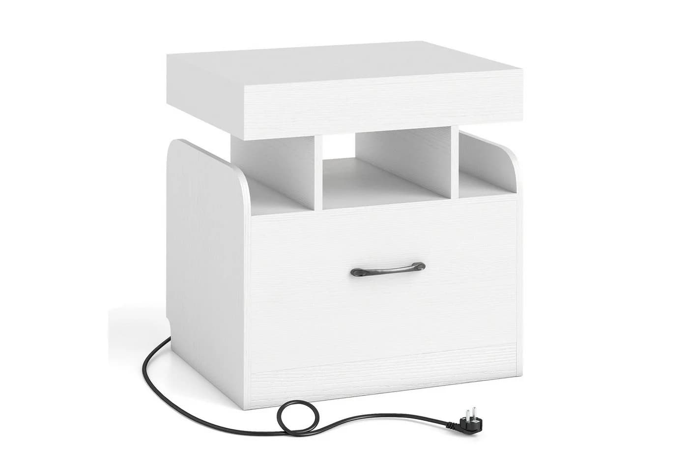 COSTWAY Nachttisch mit Ladestation, Schublade & USB-Port - Bild 2
