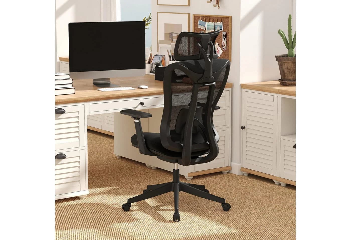 COSTWAY Bürostuhl Ergonomisch Schwarz 150 kg