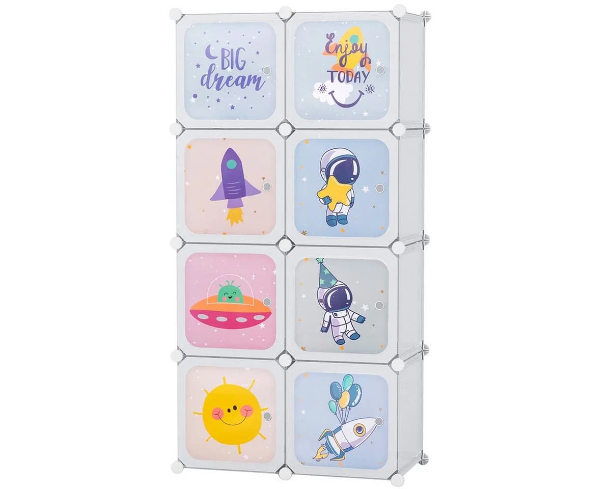COSTWAY Kinderkleiderschrank Kunststoff 8 Würfel Weiß - Bild 2