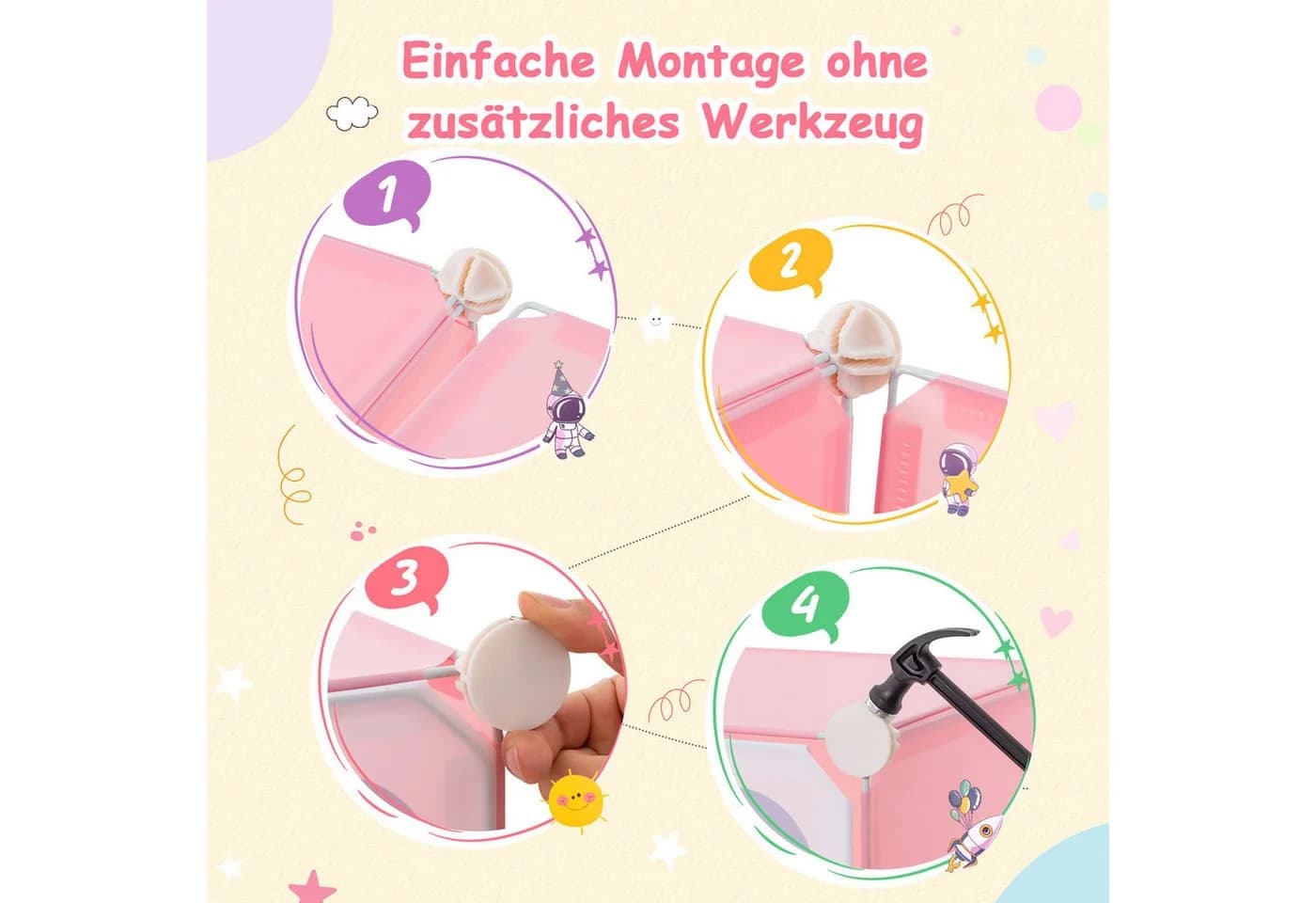 COSTWAY Kinderkleiderschrank Kunststoff 8 Würfel Blau - Bild 5