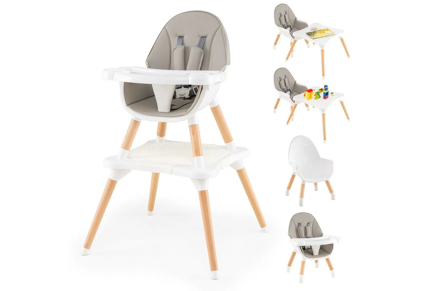 COSTWAY 6-in-1 Babyhochstuhl Kombihochstuhl Babystuhl mit Doppeltablett - Bild 2