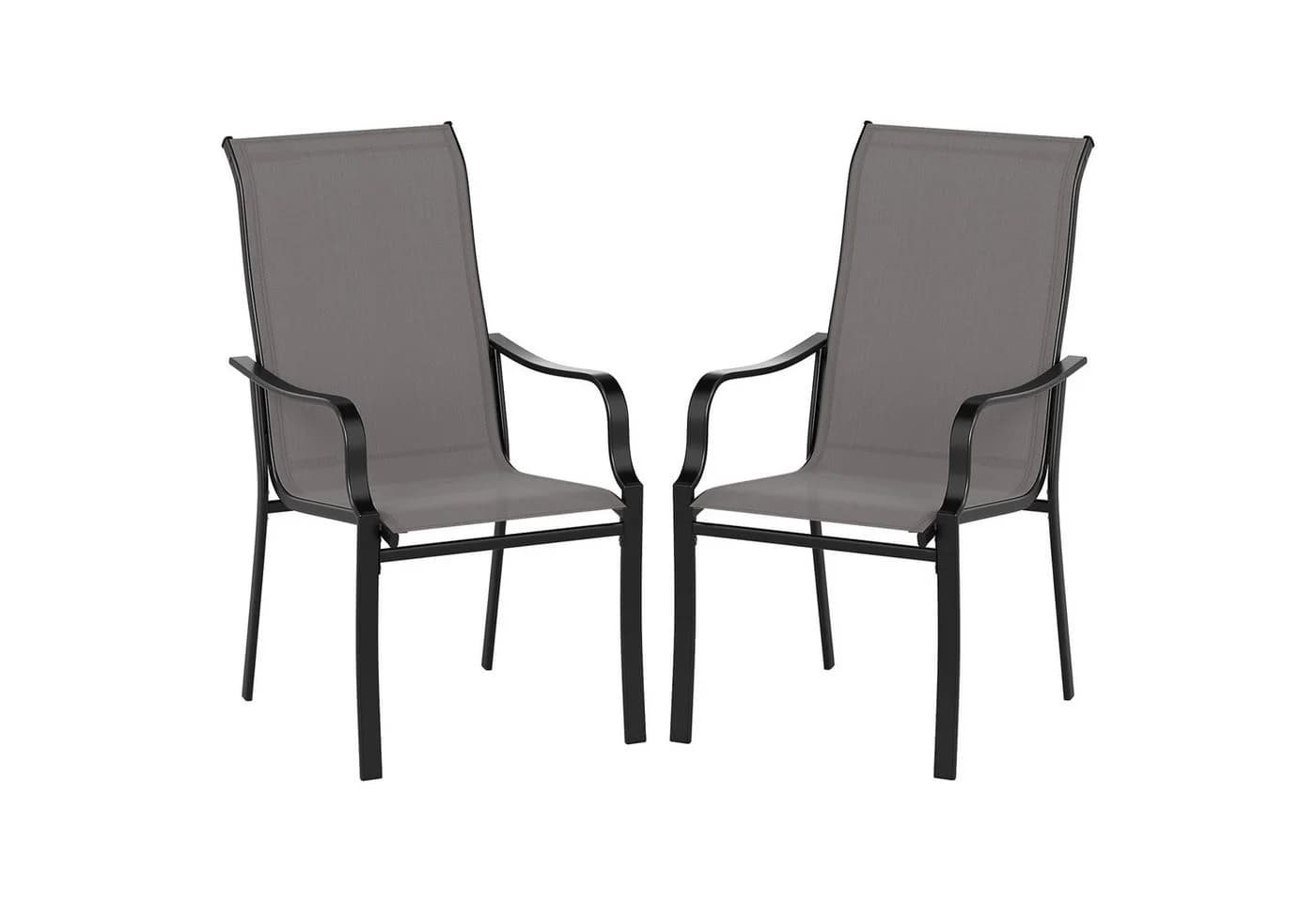 COSTWAY Gartenstuhl 2er Set Grau Aluminium Outdoor - Bild 2