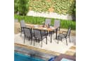 COSTWAY Gartenstuhl 2er Set Grau Aluminium Outdoor Bild 3
