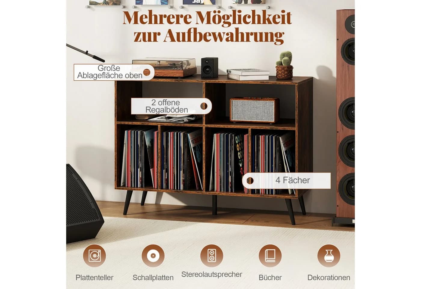 COSTWAY Plattenspielerständer Holz - Bild 3