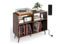 COSTWAY Sideboard Plattenspielerständer mit Ladestation Rustikal Braun Bild 2