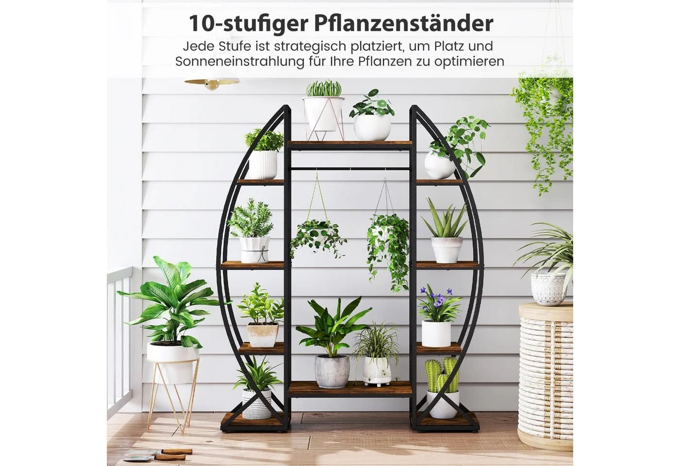 COSTWAY Pflanzenständer 10-stöckig Metall mit Licht - Bild 3