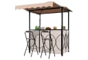 COSTWAY Grillpavillon mit Bartisch & 2 Hockern Braunes Polyester Bild 2
