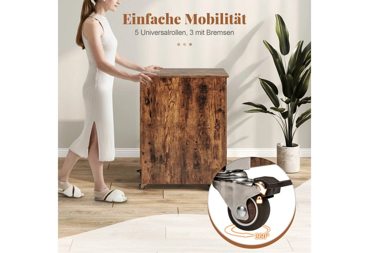 COSTWAY 2-in-1 Nähtisch Klappbar Rustikal Braun - Bild 5