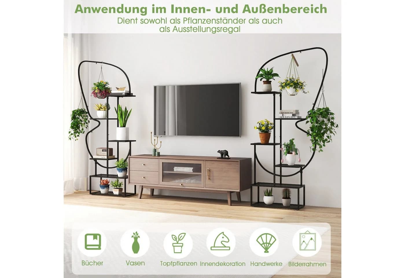 COSTWAY 6-stufiger Blumenständer 2er-Set Schwarz Metall - Bild 4