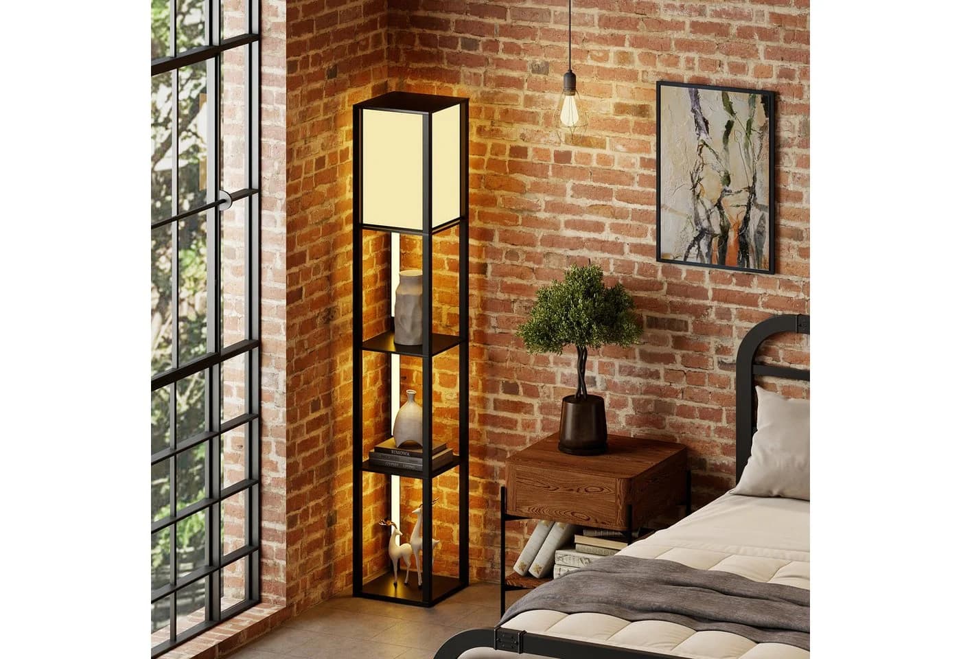 COSTWAY Stehlampe mit 3-stufig einstellbaren LED-Streifen und Fußschalter