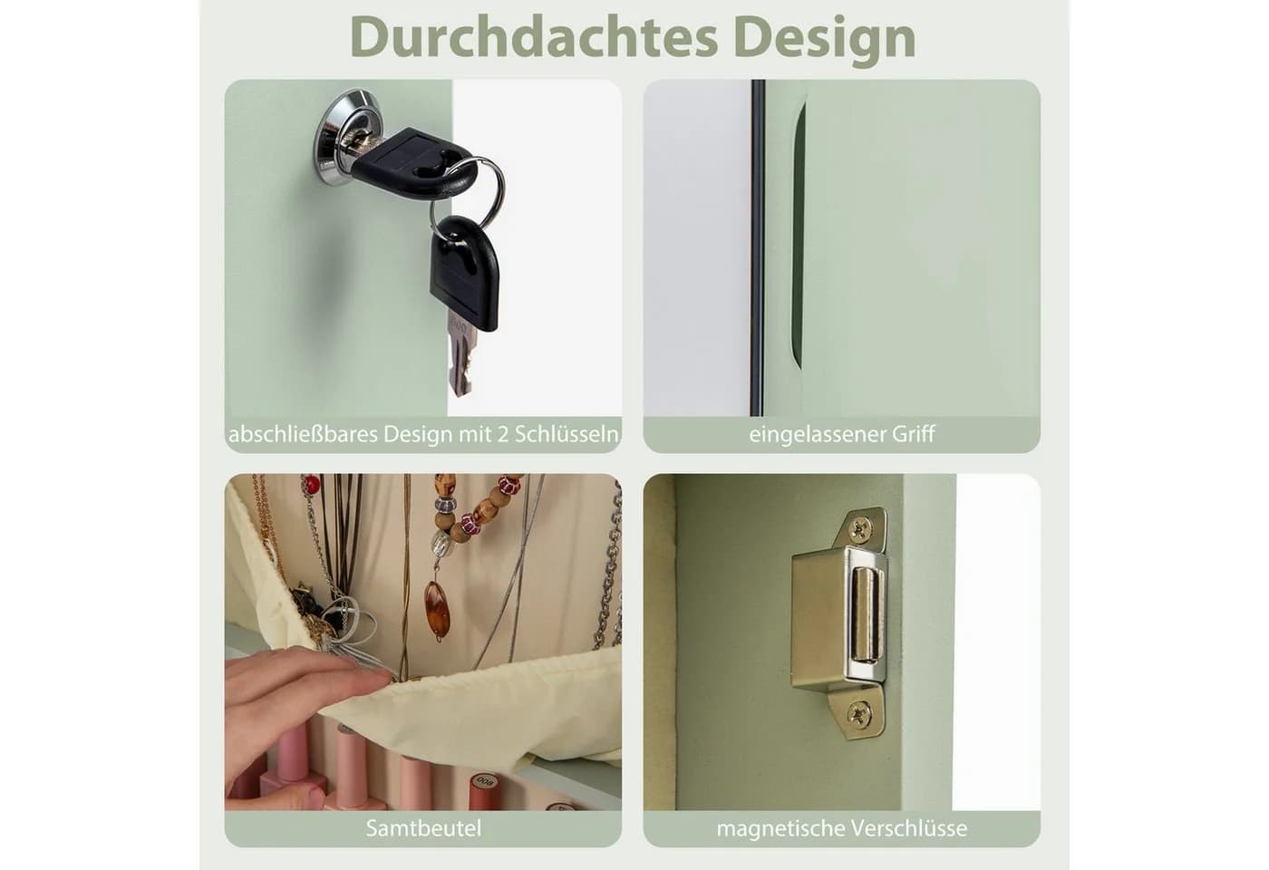 COSTWAY Schmuckschrank mit LED & Spiegel abschließbar - Bild 5