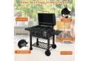 COSTWAY Holzkohlegrill XXL Grillwagen Edelstahl Schwarz mit Rollen Bild 1