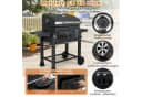 COSTWAY Holzkohlegrill XXL Grillwagen Edelstahl Schwarz mit Rollen Bild 4