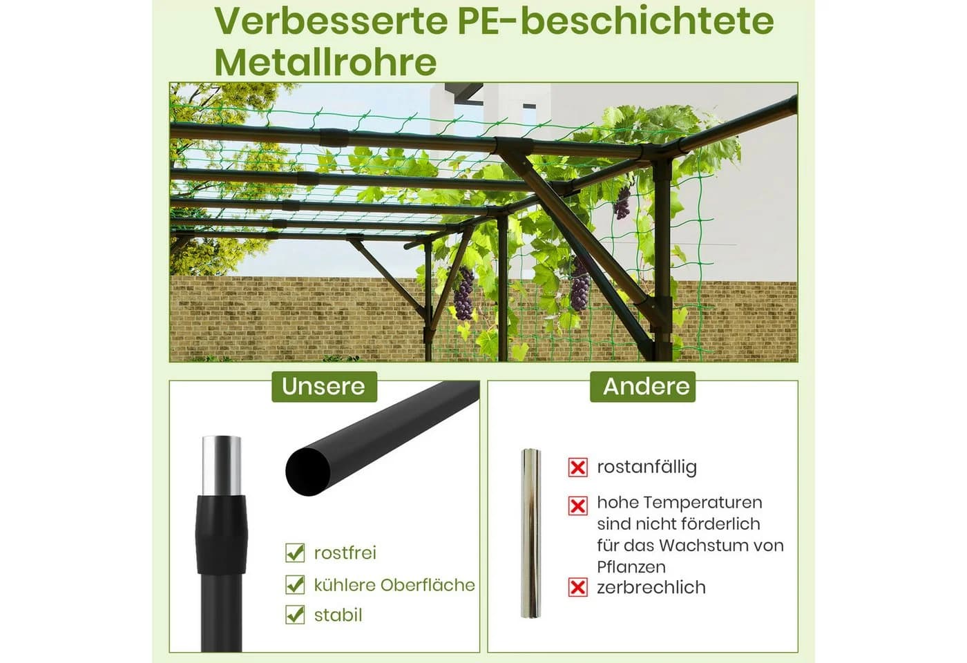 KOMFOTTEU Rankhilfe Rankbogen Gartenbogen Metall 200 x 150 x 197 cm - Bild 3