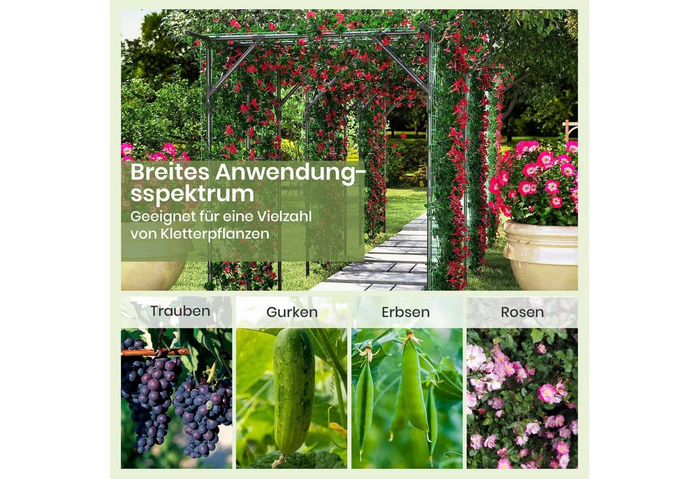 KOMFOTTEU Rankhilfe Rankbogen Gartenbogen Metall 200 x 150 x 197 cm - Bild 5