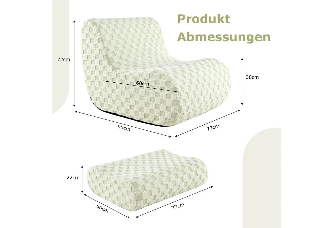 KOMFOTTEU Sitzsack Liegesofa-Set Braun/Grün - Bild 3