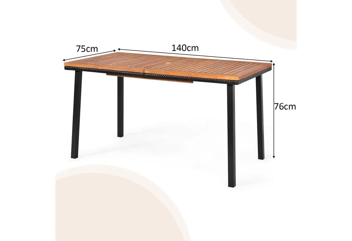 COSTWAY Gartentisch Akazienholz mit Schirmloch für 6-8 Personen - Bild 5